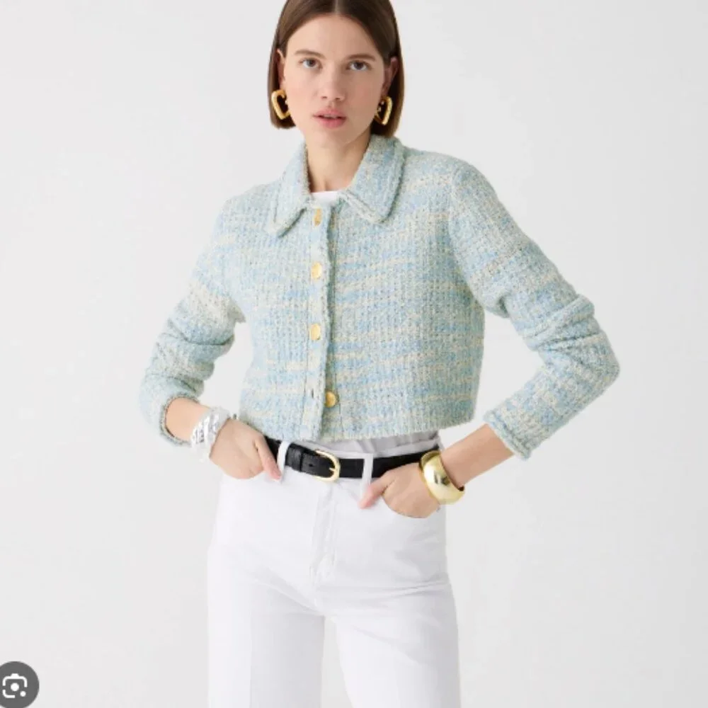 NWT JCrew Textured cropped lady jacket in space dyed yarn in size S - Picture 1 of 6